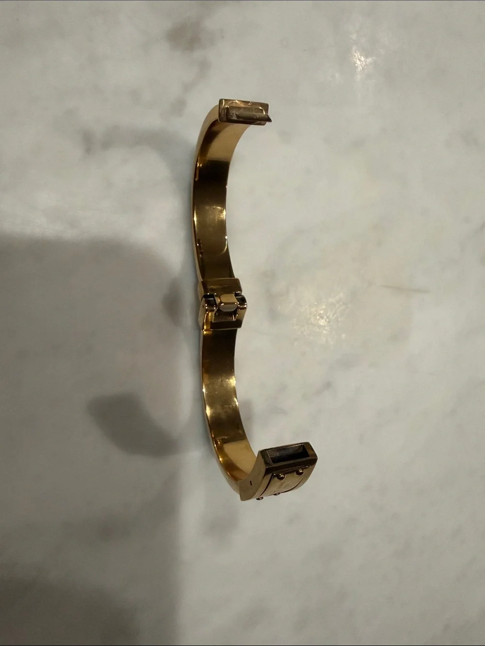 Michael Kors Logo Plaque Gold Tone Enamel Bangle Bracelet/Turquoise/ Hinged
